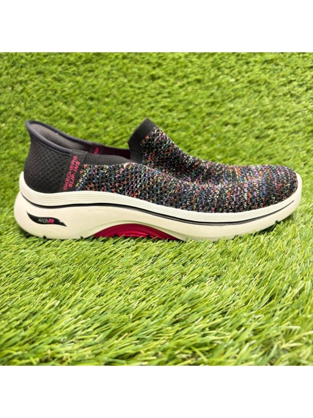 Skechers Go Walk Arch Fit 2.0 Womens Size 6.5 Black Pink Athletic Shoes Sneakers